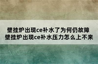 壁挂炉出现ce补水了为何仍故障 壁挂炉出现ce补水压力怎么上不来